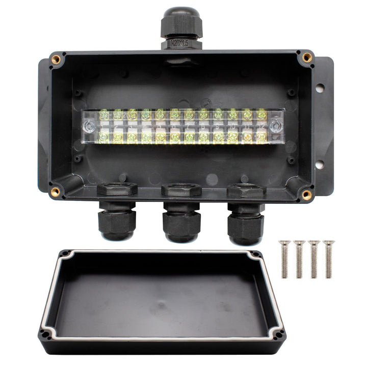 IP66 Abzweigdose Wasserdicht, AMONENZ 4 Wege Verteilerdose Aufputz, Schwarz Aussenverteilerdose, mit