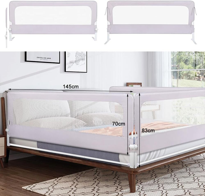 HUOLE Bettschuztgitter Sleep N Safe Plus XL, Grosser Rausfallschutz Bett für Babys und Kinder im Elt