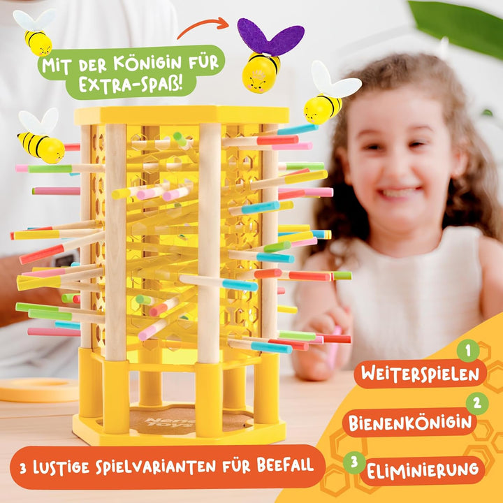 Nene Toys BEEFALL, 4-in-1 Lernspiel mit Bienen, Montessori Spielzeug ab 3 Jahren mit bunten Stäben,