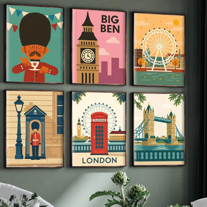 JATOK 6 Stück Malen Nach Zahlen Erwachsene, DIY Londoner Stadtbild für Anfänger, Handgemalt Ölgemäld