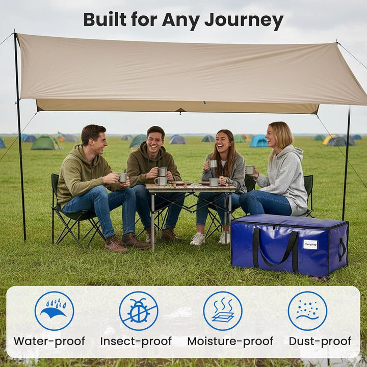 RICHER HOUSE 90L Grosse Aufbewahrungstasche wasserdichte, 2 Stück Heavy-Duty Umzugstaschen mit Reiss