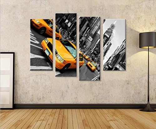 islandburner Bild Bilder auf Leinwand Yellow Cabs NYC Taxi New York City 4er XXL Poster Leinwandbild