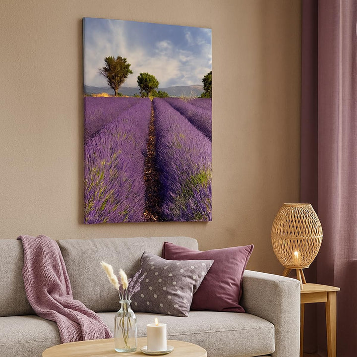 Bilder auf Leinwand 55x100cm Leinwandbild mit Rahmen Landschaft Wiese Pflanzen Gross Wanddeko Bild S