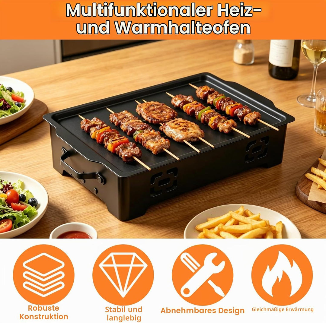 BBQ Warmhalteplatte, Aluminium Grill Heizplatte Antihaft Speisenwärmer Grill Warmhaltebehälter Speis
