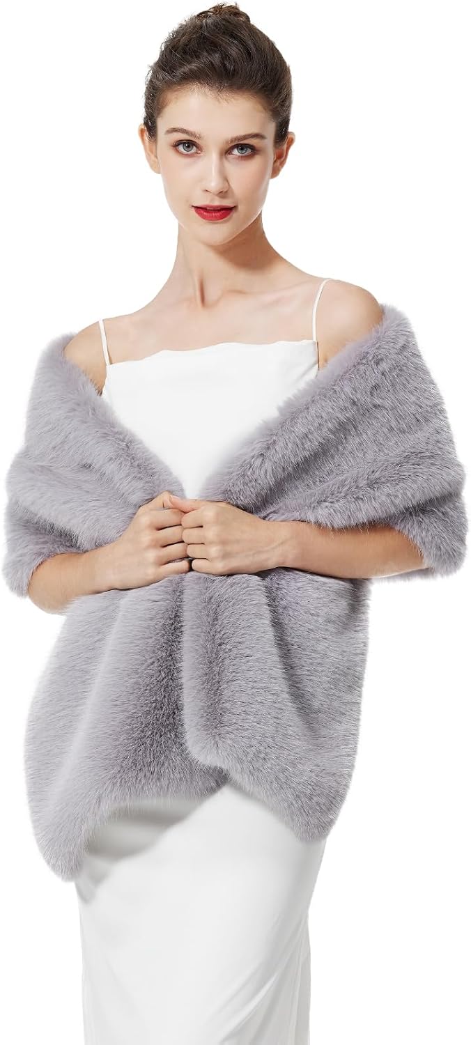 BEAUTELICATE Damen Kunstpelz Stola Schal Warp Brautjacke Kunstfell Brautschal Brautstola für Braut A