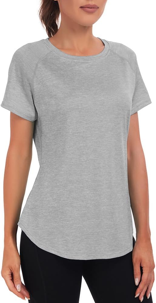 Jlowesun Sportshirt Damen Kurzarm, Leichtes Atmungsaktiv Funktions Back Mesh Sport Oberteile Damen,