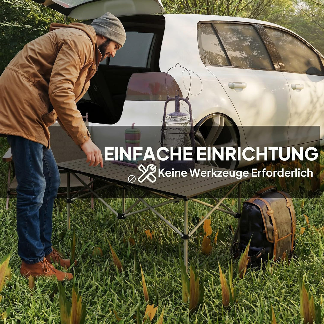 Outsunny Campingtisch Klapptisch mit X-Rahmen und aufrollbarer Tischplatte aus leichtem Aluminium Ga