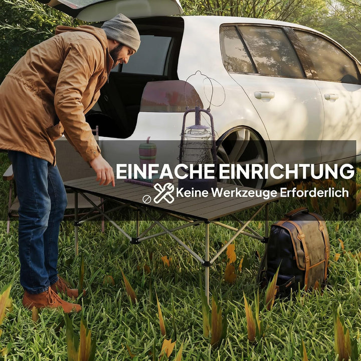 Outsunny Campingtisch Klapptisch mit X-Rahmen und aufrollbarer Tischplatte aus leichtem Aluminium Ga