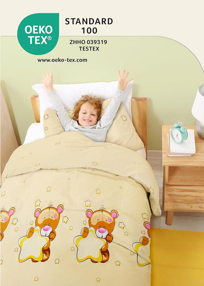 Gräfenstayn® 2-tlg. Kinderbettwäsche Set mit Tiermotiv und integriertem Reissverschluss - aus 100% B