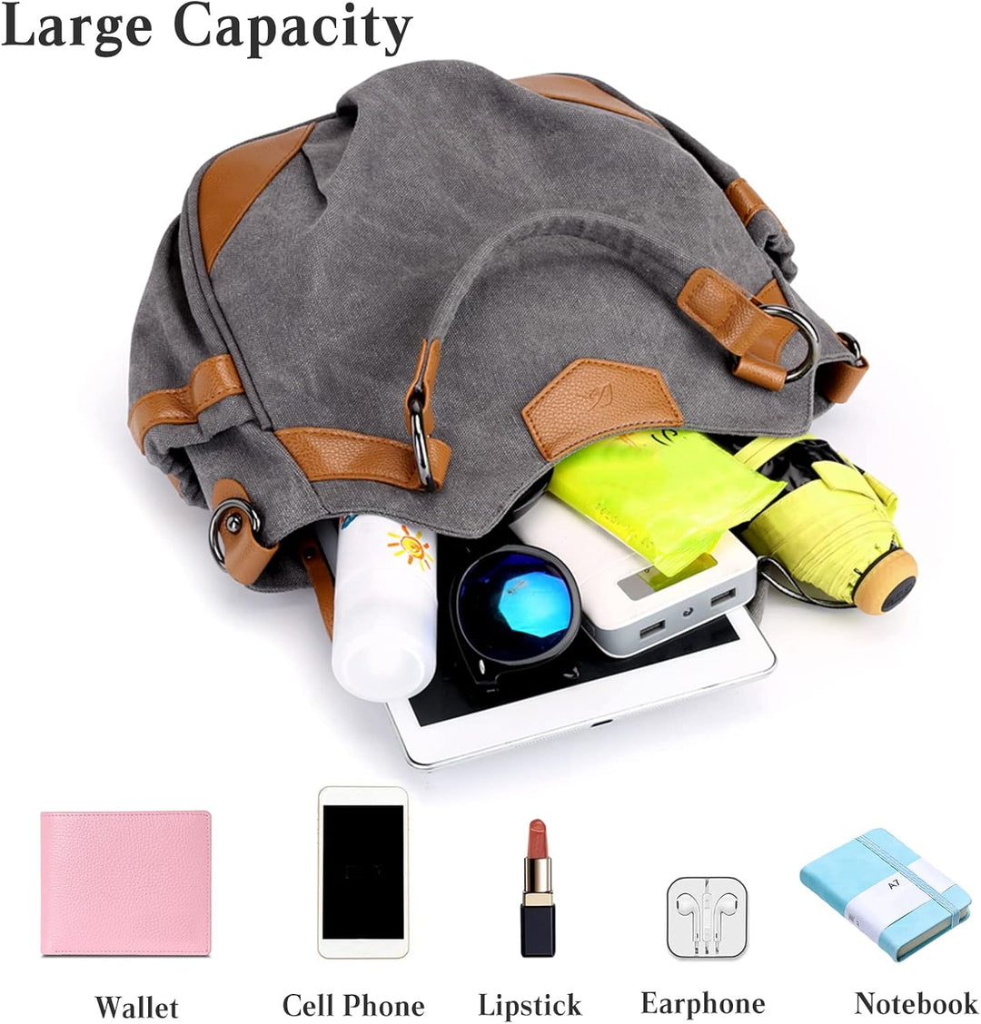 PORRASSO Casual Umhängetasche Damen Schultertasche Segeltuch Handtasche Frauen Crossbody Bag für Sho