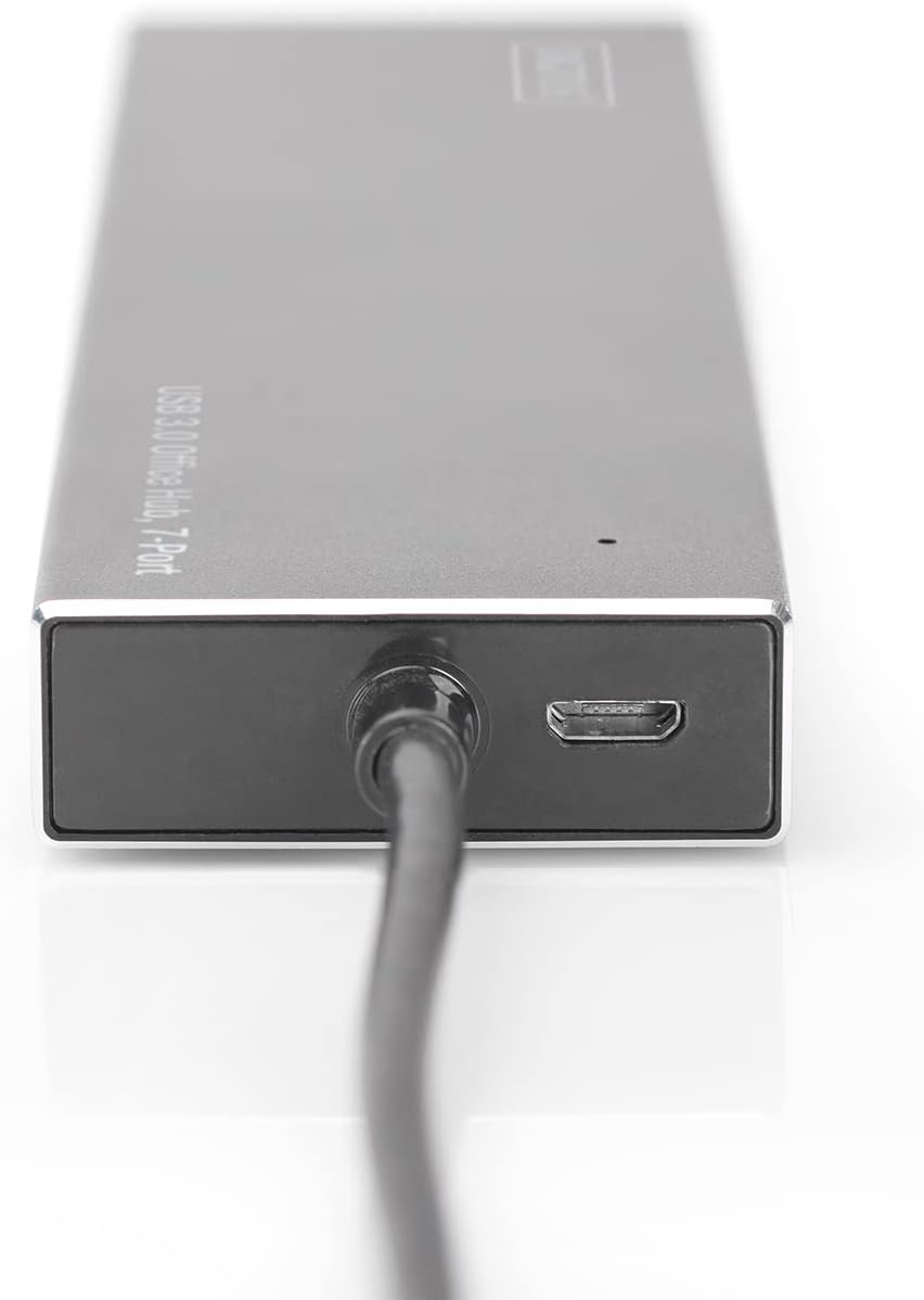 DIGITUS USB-Hub - 7 Ports - Super-Speed USB 3.0 - 5 GBit/s - Plug&Play - Aluminium-Gehäuse - Schwarz