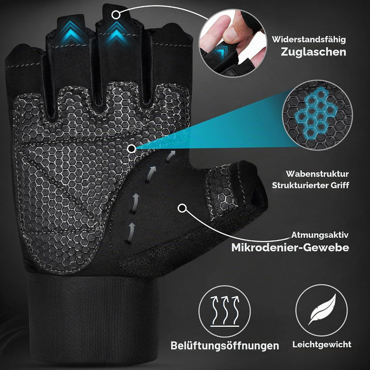 RDX Fitness Handschuhe, Trainingshandschuhe mit 3 Handgelenk-Stabilisierungsplatten, 15 Zoll Langer
