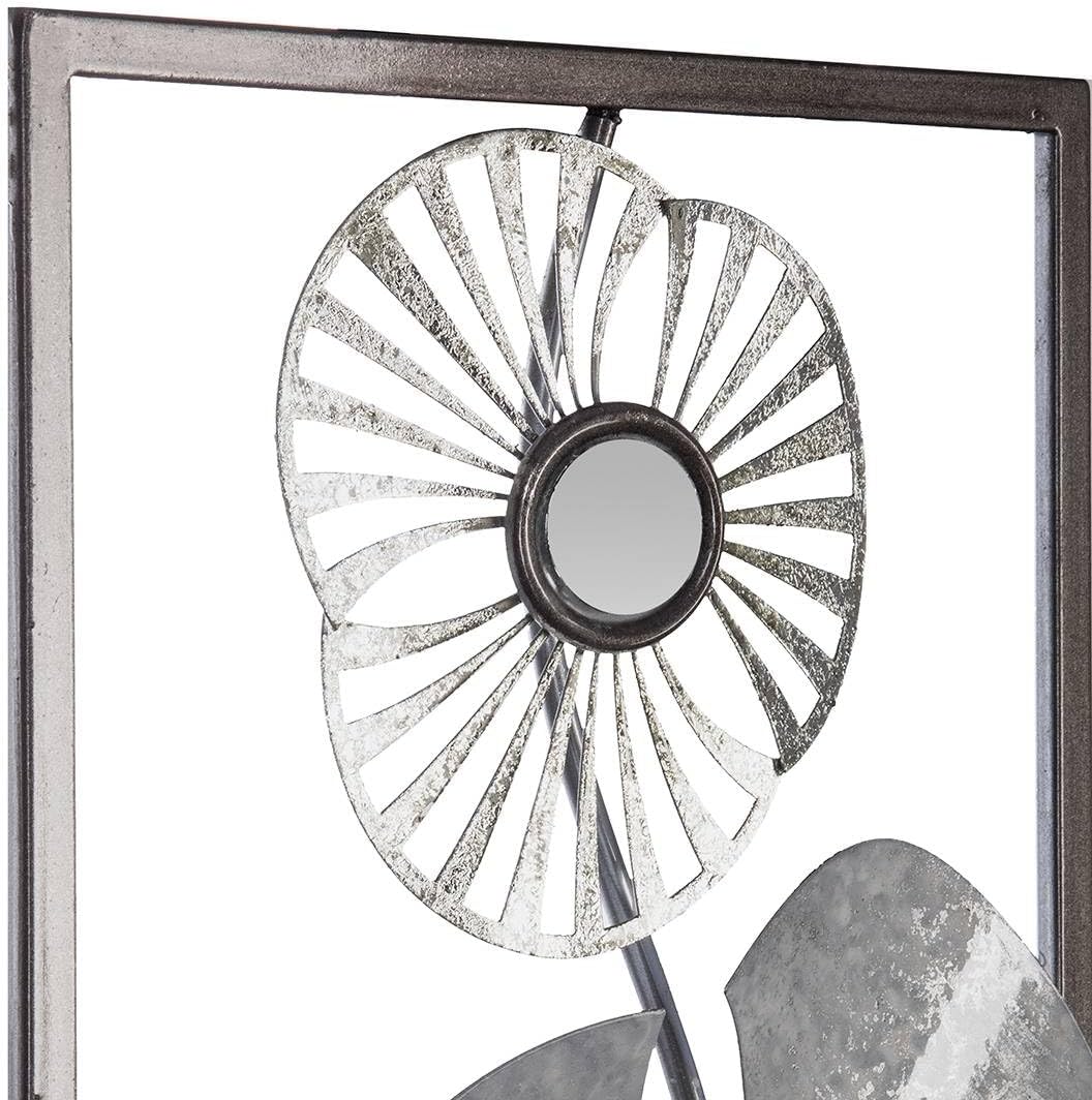 Wanddekoration Blume - Metall - Silber 25 × 61 cm - Mehrfarbig - Atmosphera créateur d'intérieur L.