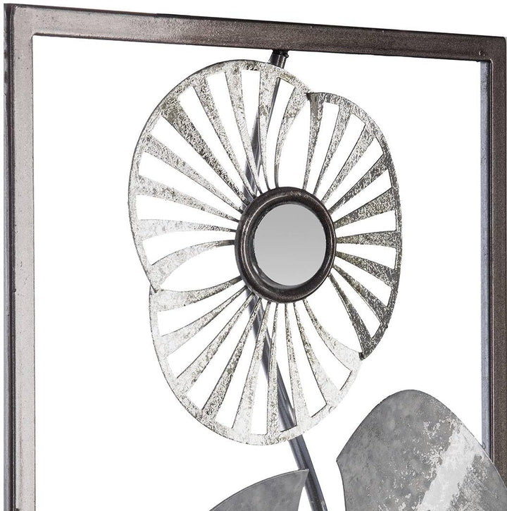 Wanddekoration Blume - Metall - Silber 25 × 61 cm - Mehrfarbig - Atmosphera créateur d'intérieur L.