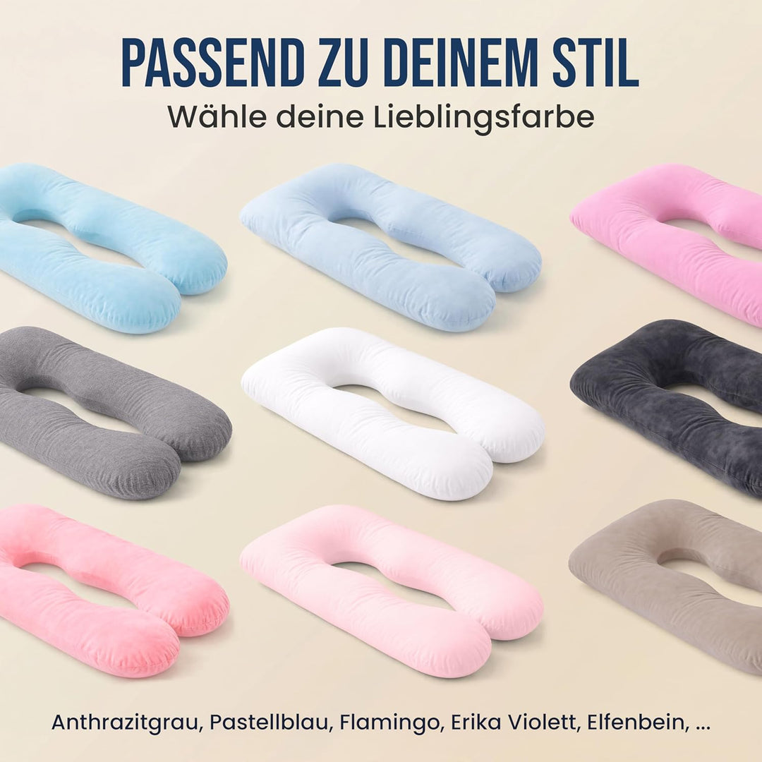 Seitenschläferkissen mit Bezug [waschbar - Flexible Füllung] Stillkissen XXL | Pregnancy Pillow | Ki