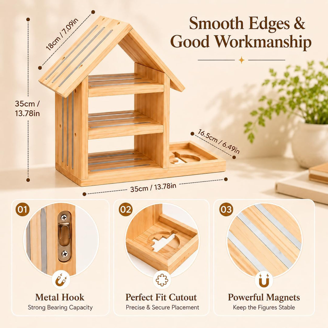 Regal für Tonie, Grosse Magnetische Holz Schweberegale für Toniebox 1 & 2, Holz Wand Regal für 70-85