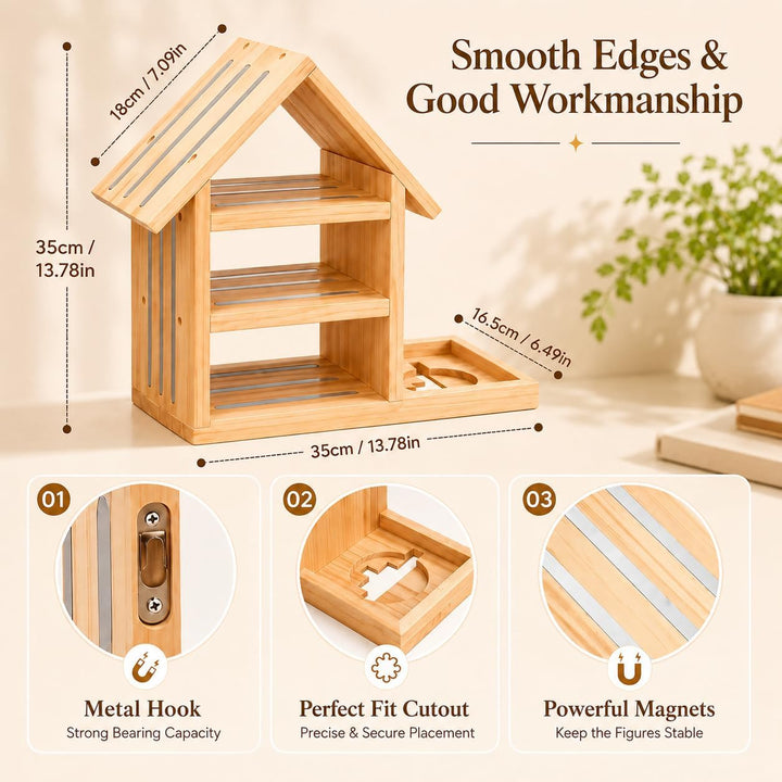 Regal für Tonie, Grosse Magnetische Holz Schweberegale für Toniebox 1 & 2, Holz Wand Regal für 70-85