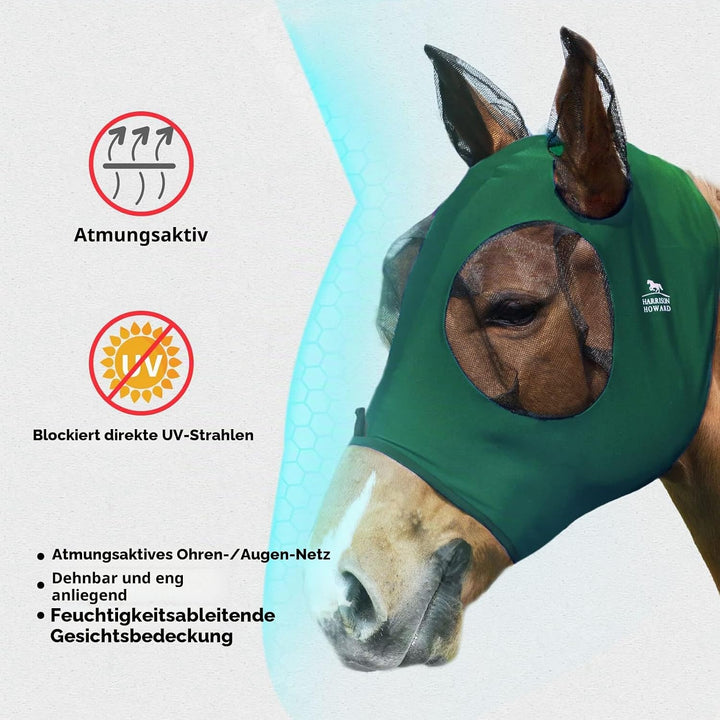 Harrison Howard Super Comfort Stretchy Fly Mask Large Eye Space with UV Protection Soft on Skin with