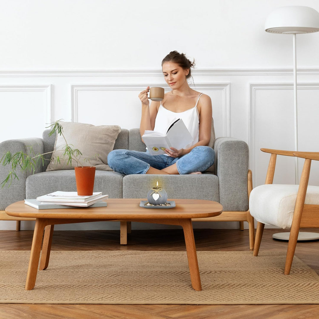 Relaxdays Teelichthalter Set mit Tablett &amp; Steinen, 15,5 x 15,5 cm, Tischdeko Wohnzimmer, Esszimmer,