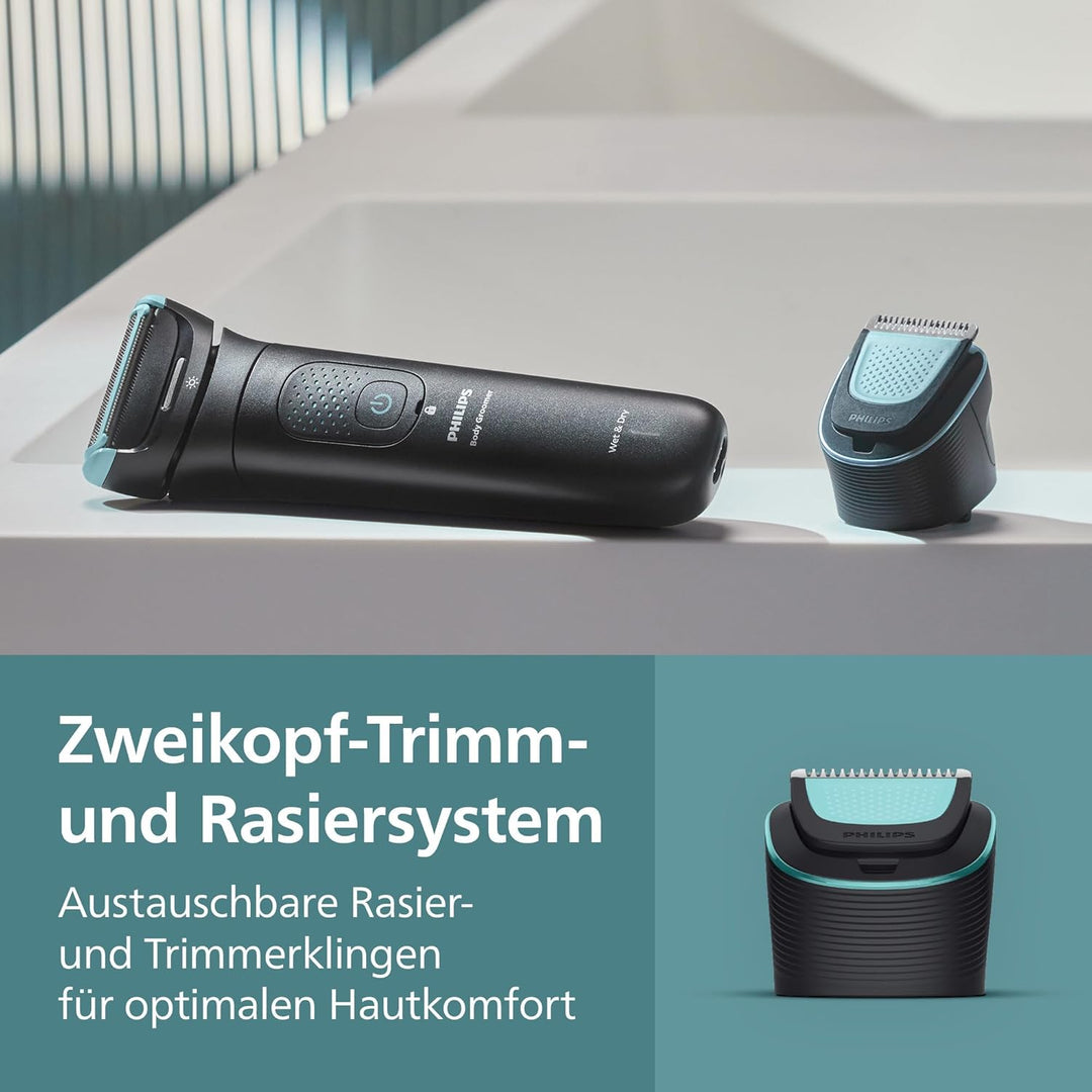 Philips Bodygroom Series 7000 – Trimmer für Männer, flexiblem 2D-Scherkopf Dreifachschutz -austausch