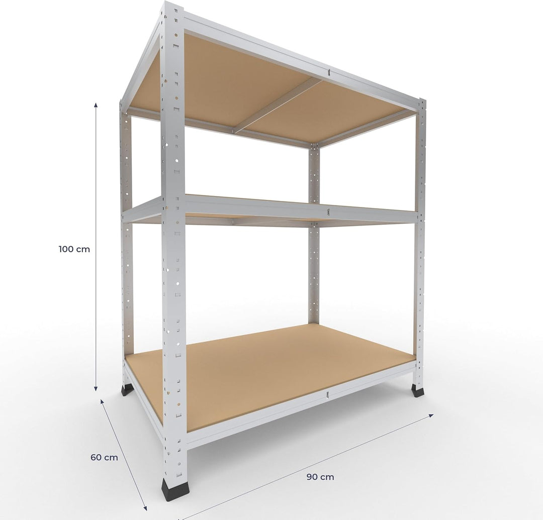 shelfplaza® 100x90x60cm Home Schwerlastregal verzinkt/Metallregal mit 3 Böden/Kellerregal Metall, Ga