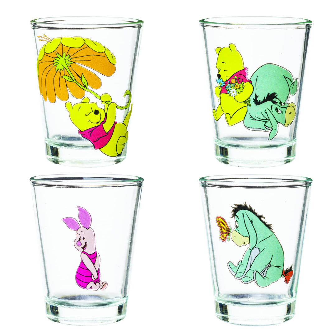 Silver Buffalo Disney Winnie Puuh Retro Art Mini-Glas-Set, 42,5 ml, 4 Stück Winnie The Pooh, Winnie