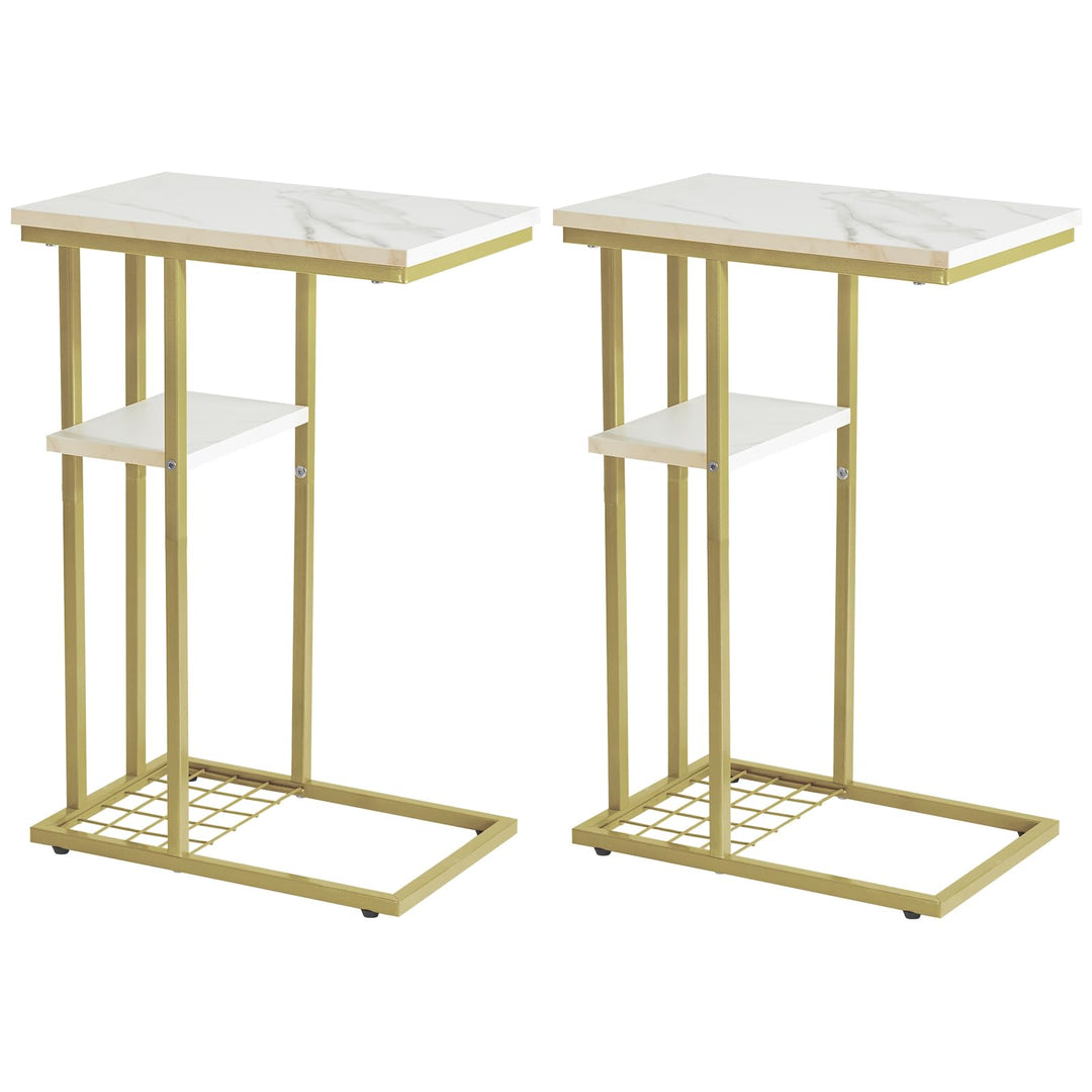 YMYNY Beistelltisch Kaffeetisch C-Form, Eleganter Kleiner Sofatisch, Industrie-Design 2er-Set,40 X 2