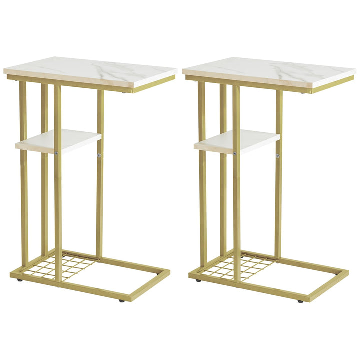YMYNY Beistelltisch Kaffeetisch C-Form, Eleganter Kleiner Sofatisch, Industrie-Design 2er-Set,40 X 2