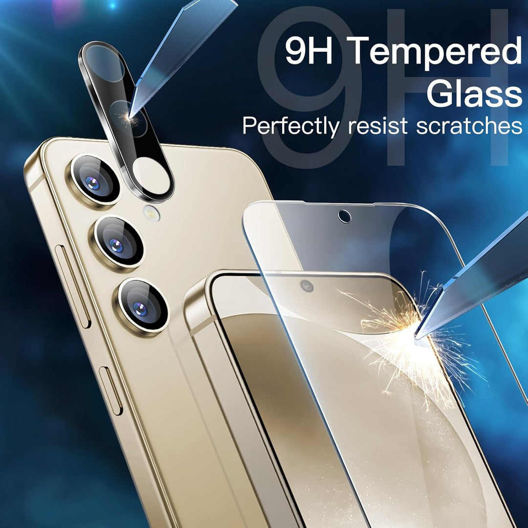 JETech 5 in 1 Matt Hülle für Samsung Galaxy S24 5G mit 2 Stück Schutzfolie und Kameraschutz, Translu