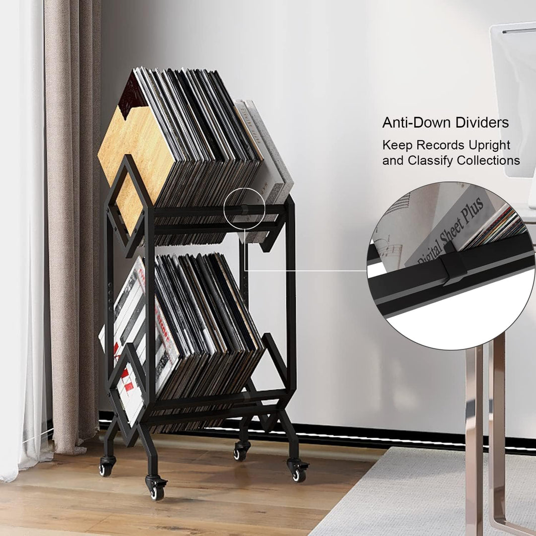 VEDECASA DJ Vinyl Record Speicherhalter Rack LP Storage Display Ständer mit Casters einfach zu versc