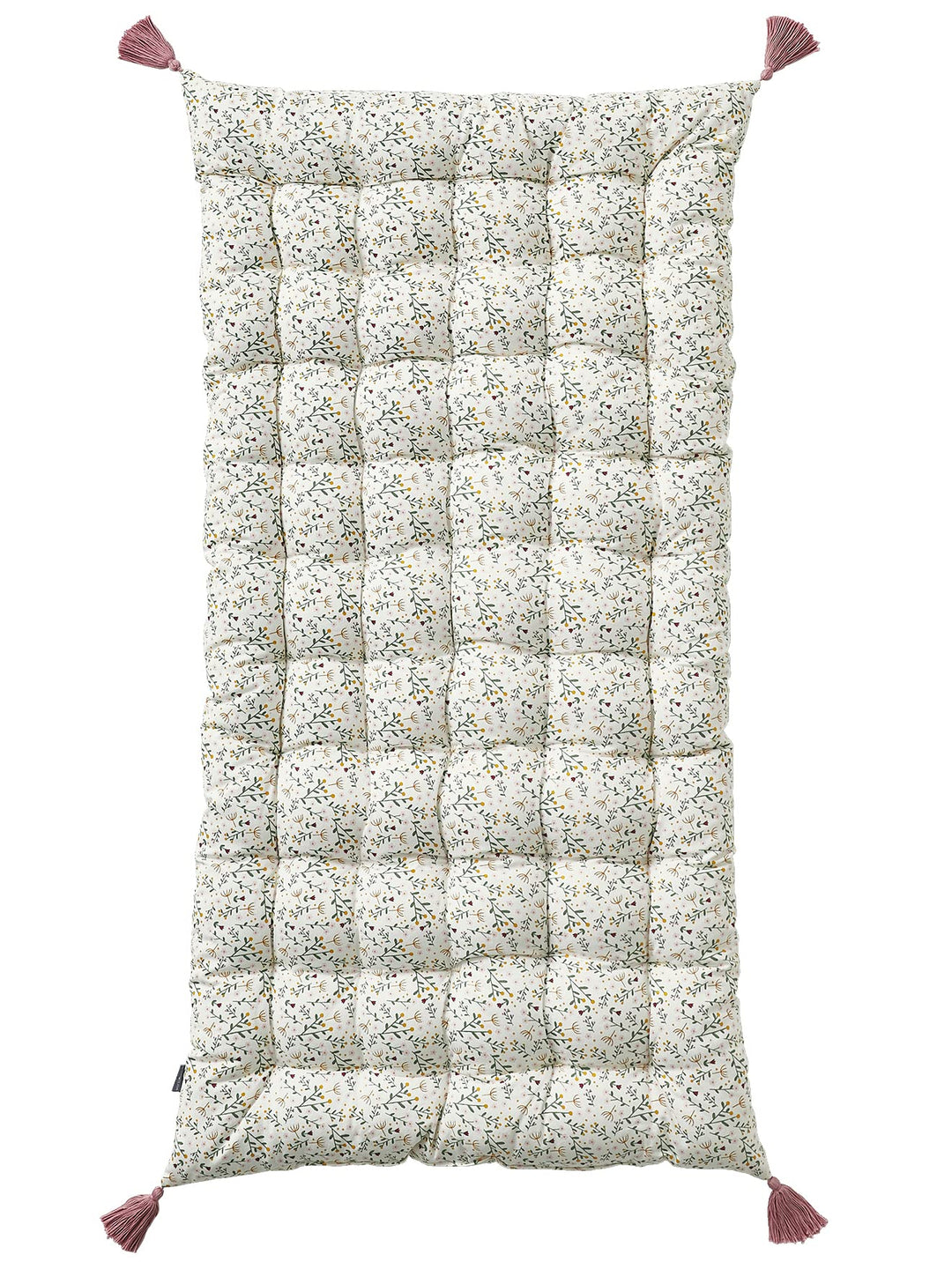 VERTBAUDET Matratze mit Bommeln, Blumenmuster, naturfarben / mehrfarbig 120_cm, 120_cm