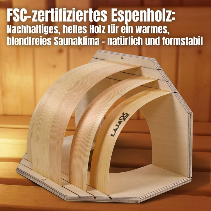 LaJa26 Sauna Eck-Lampenschirm Piazza - FSC Espenholz - Stimmungsvolles Saunalicht - Geeignet für Inn