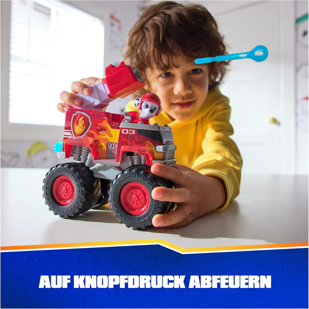 PAW PATROL Rescue Wheels - Marshalls Feuerwehr Monstertruck mit Geschoss-Abwurf und Marshall Hundefi