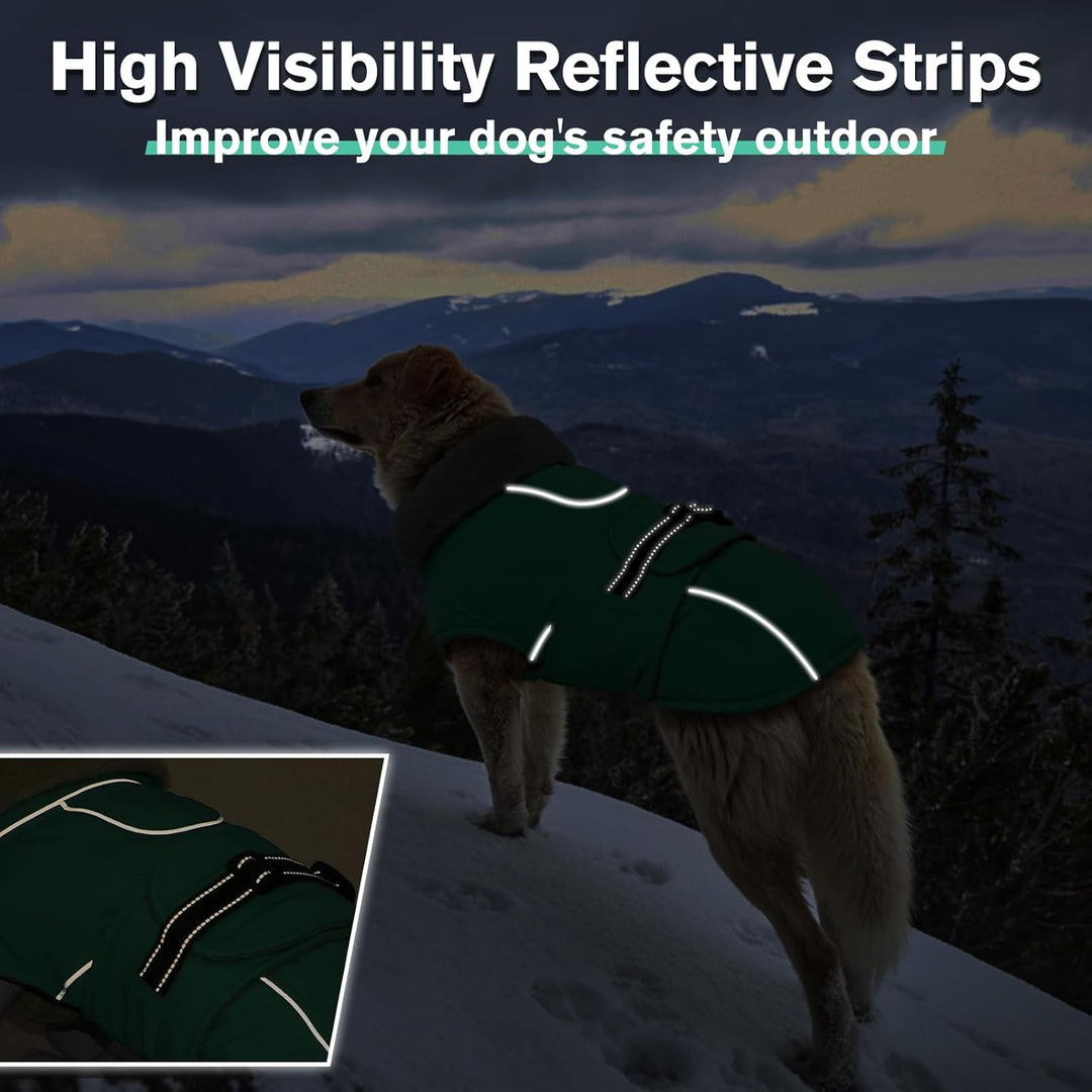 Lelepet Hundemantel Winterweste Reflektierende Fleece Hundejacke für Grosse Hunde Wasserdicht Hundej