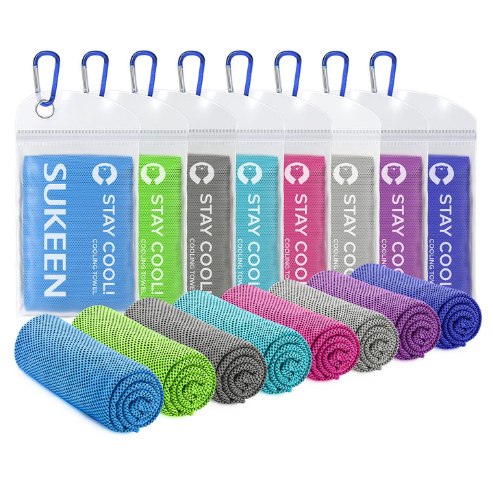 Sukeen Kühlendes Handtuch, 8er Set Kühlhandtuch Cool Towel, Gym Handtuch, Eishandtuch Kühltuch Hals,