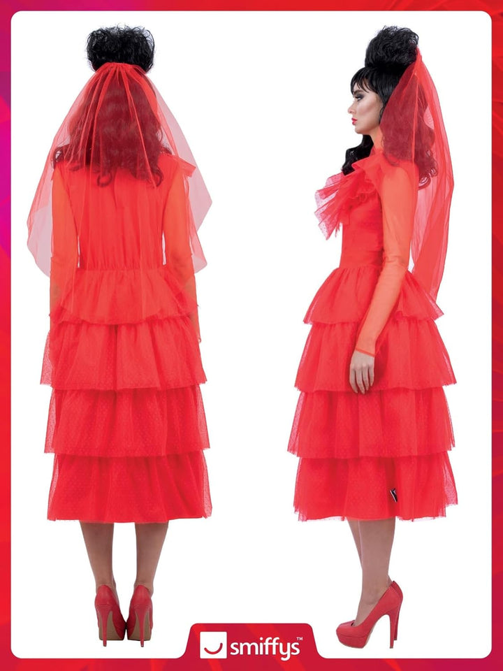 Smiffys 81007 Beetlejuice Lydia Braut Kostüm Damen Rot Medium (UK 12-14), Medium (UK 12-14)