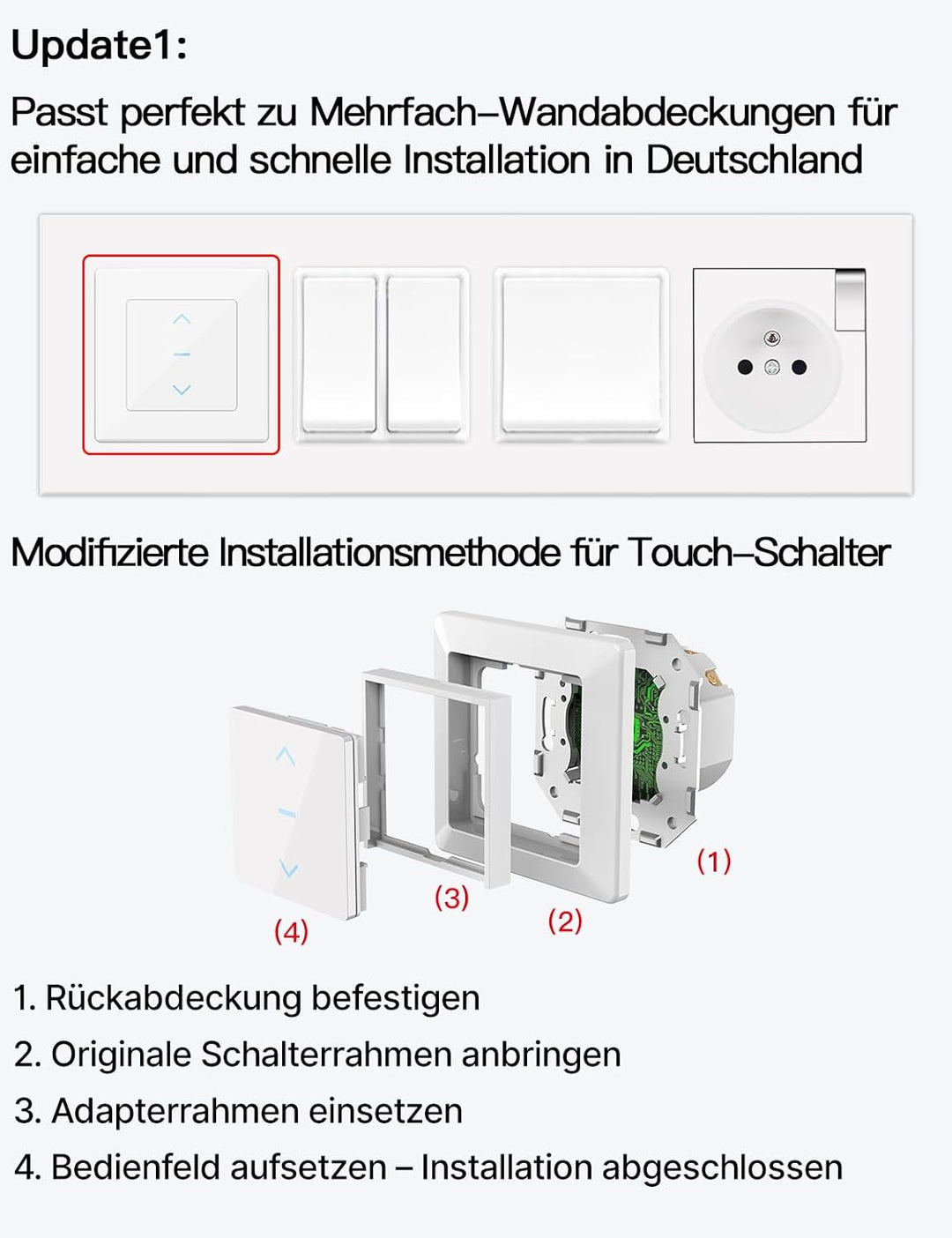 MOES Wlan Smart Rolladenschalter,Prozentuale Rolladensteuerung, Touch Alexa Rolladen Schalter, Smart