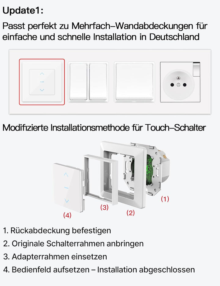 MOES Wlan Smart Rolladenschalter,Prozentuale Rolladensteuerung, Touch Alexa Rolladen Schalter, Smart