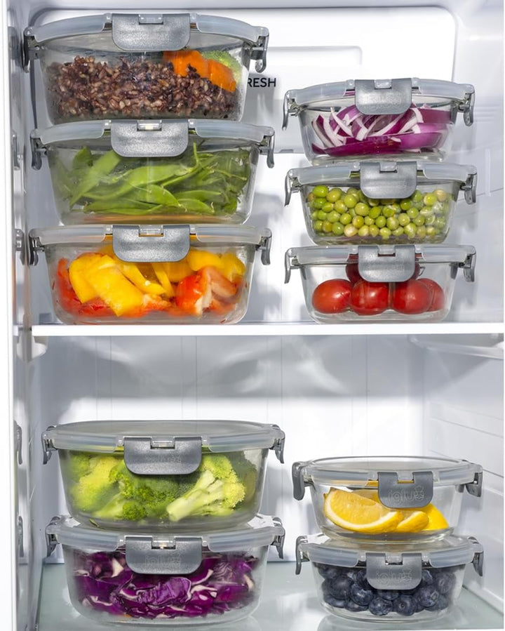 Igluu Meal Prep Glas Lebensmittel Frischhaltedosen 10 Stück, Lebensmittelbehälter mit Schnappverschl