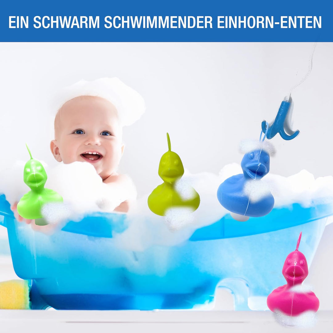 AMLI Enten Angeln | 8X bunt Entchen mit Öse & Gewicht | Inkl. 2 Angeln | Entenangeln Spiel Wasser gr