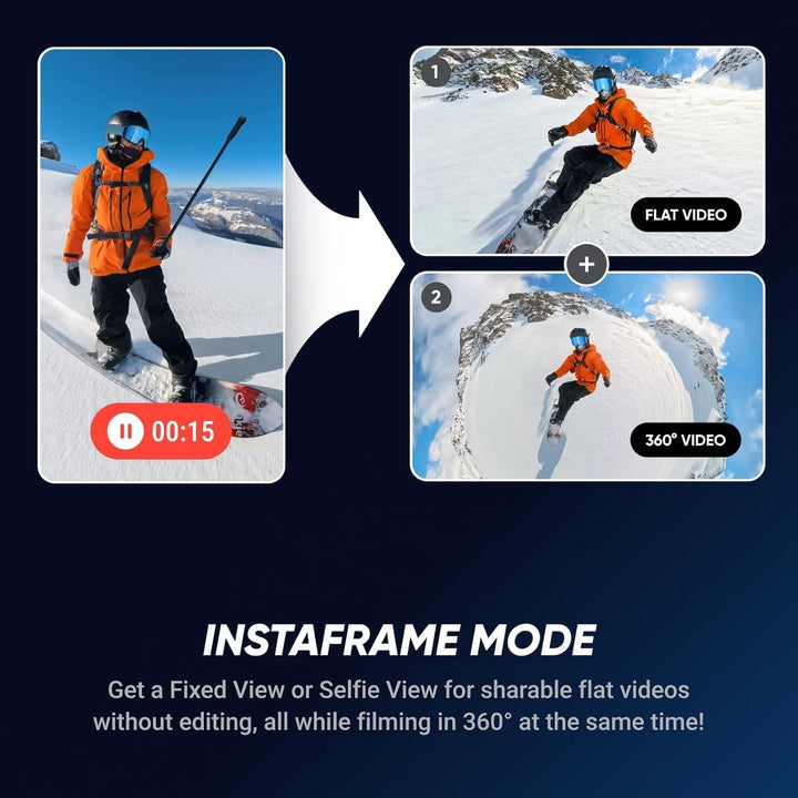 Insta360 X5 - wasserdichte 8K 360° Action-Kamera, führend bei schwachem Licht, unsichtbarer Selfie-S