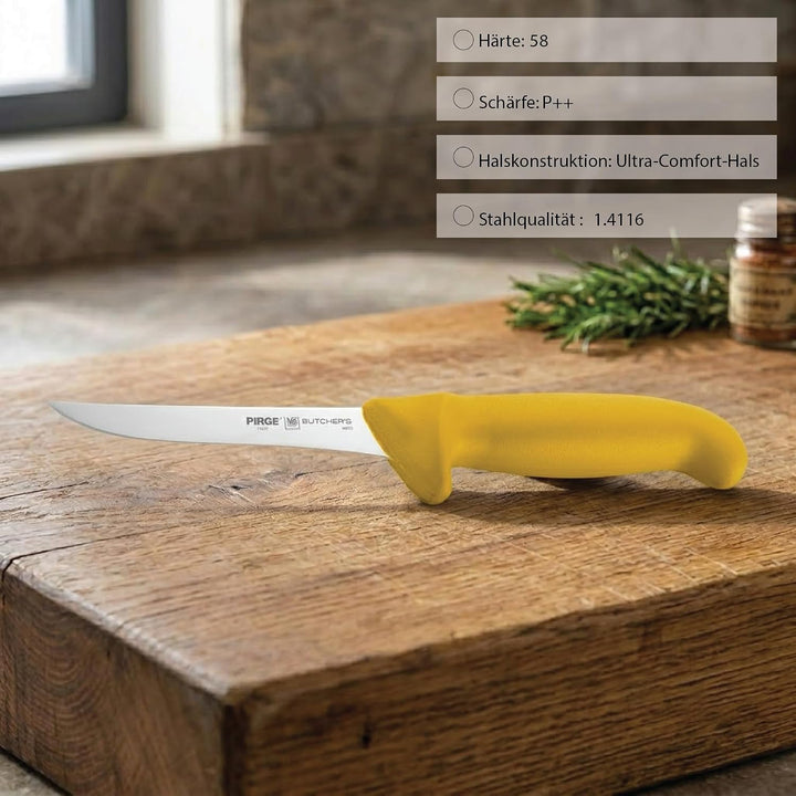 Pirge Butcher's Made in Germany Profi Ausbeinmesser Gelb 12 cm - Metzgermesser - Fleischermesser - S