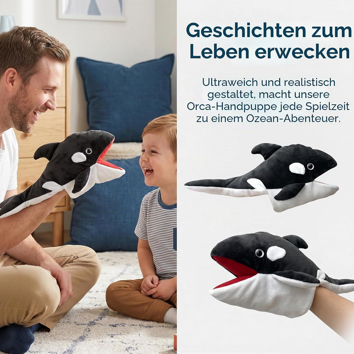 LOMTRATS Meerestier-Handpuppen für Kinder, Kleinkinder umfassen Haie, Wale usw. mit beweglichen offe