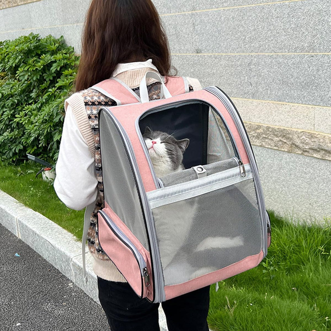 Katzentrage-Rucksack, Hundetrage-Rucksack mit atmungsaktivem Netzgewebe, Haustiertrage-Rucksack, Wel