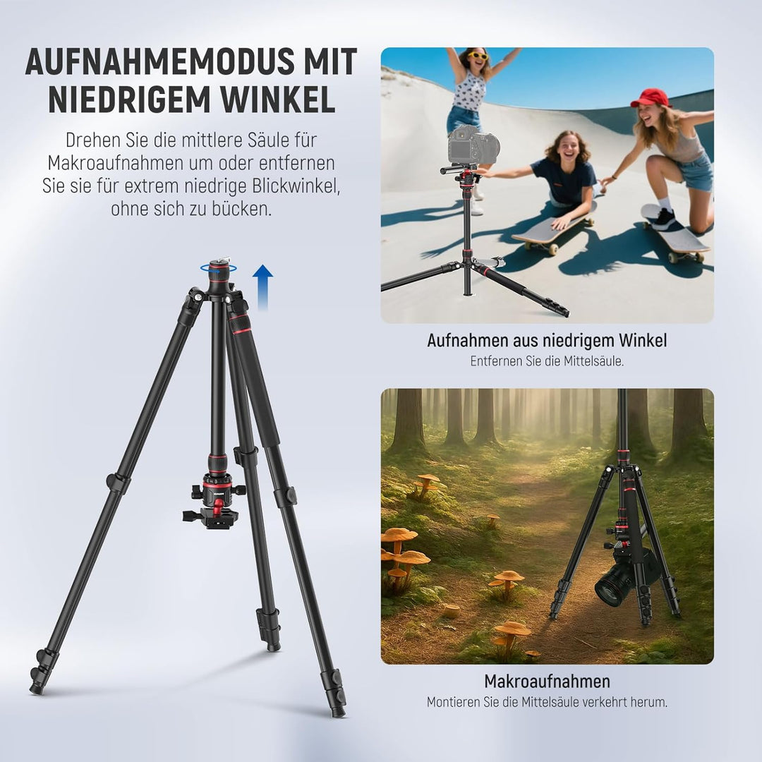 NEEWER BASICS Kamerastativ Einbeinstativ 77" kompaktes leichtes DSLR Reise Videostativ 360°Kugelkopf