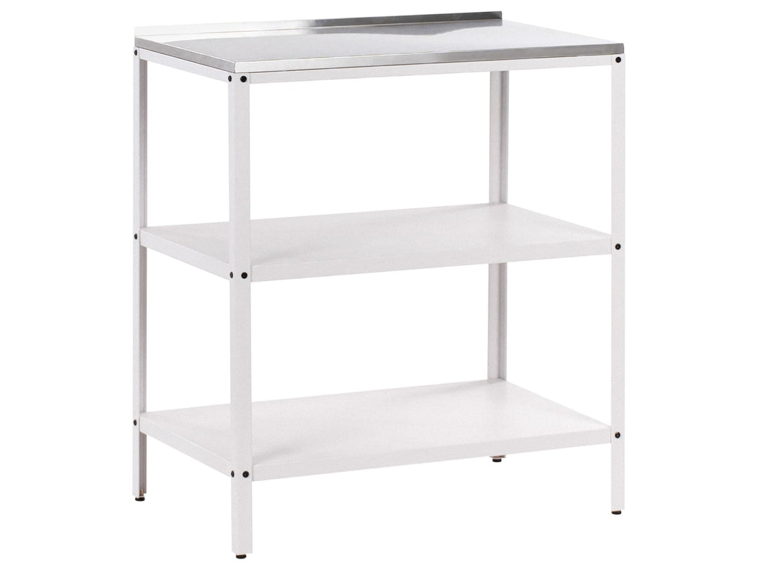 Beliani Outdoor-Kücheninsel Stahl weiss mit Edelstahlplatte Silber modern Vilama