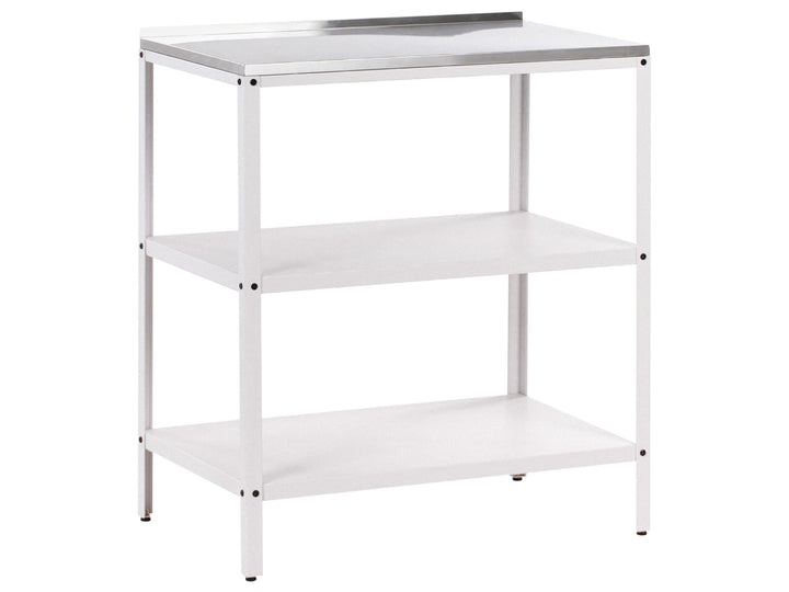Beliani Outdoor-Kücheninsel Stahl weiss mit Edelstahlplatte Silber modern Vilama