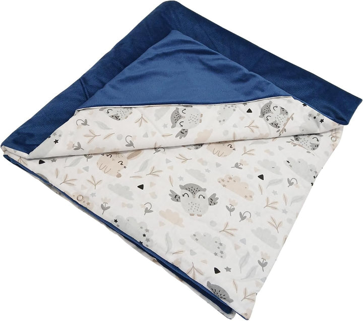 Baby Einschlagdecke Doppelseitig 86x86 cm Baumwolle-Velours für Kinderwagen und Babybett (Blau Velou