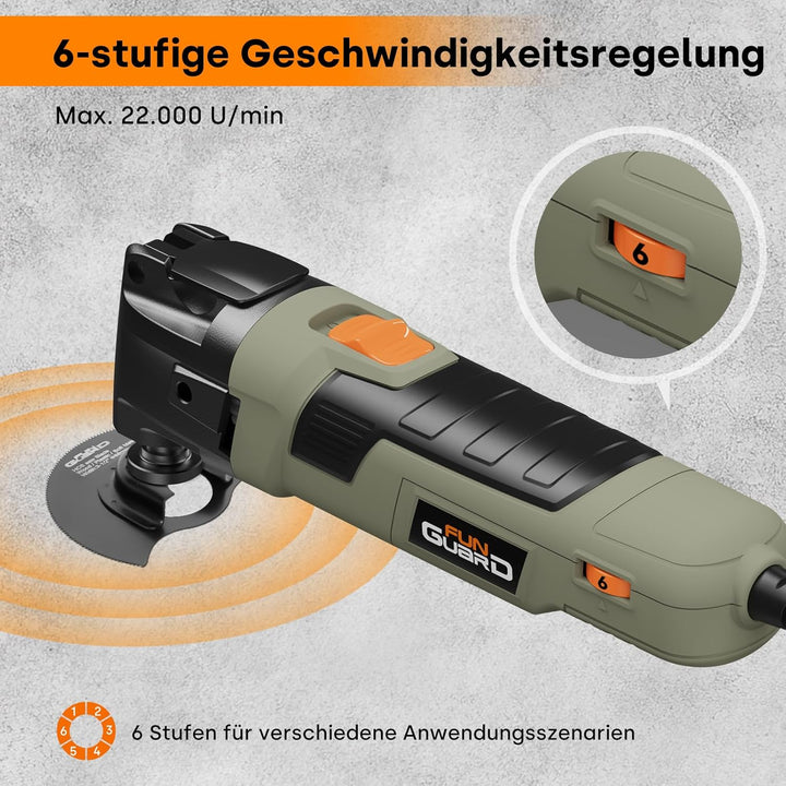 Oszillationswerkzeug 300W Multifunktionswerkzeug mit 30 Zubehör, 6 Variable Geschwindigkeit 15000-22