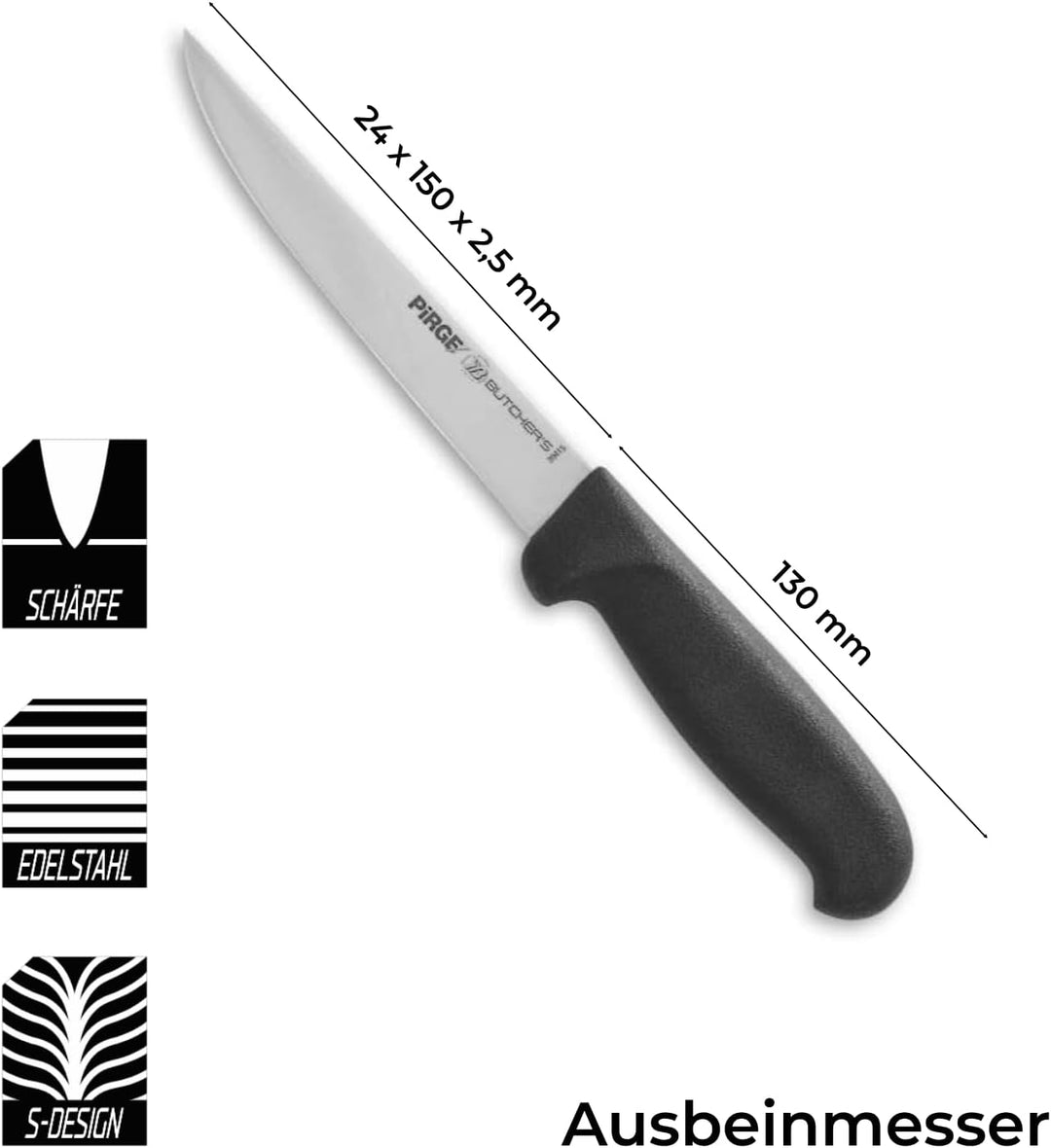 Pirge Metzgermesser Set 6 TLG Schlachtermesser - Fleischermesser - Hackmesser - Exzellenter Schärfe